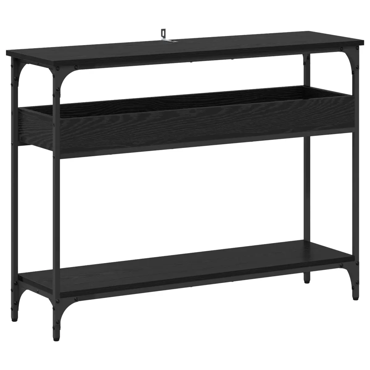 Console Table Engineered Wood Steel Frame 100 x 29 x 75 cm Black Oak