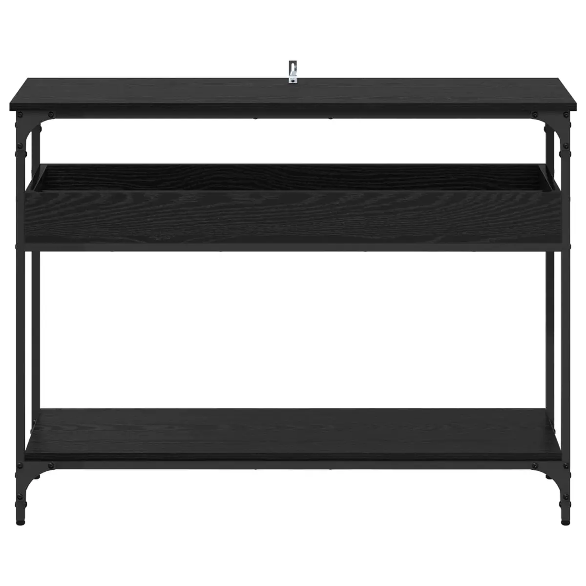 Console Table Engineered Wood Steel Frame 100 x 29 x 75 cm Black Oak