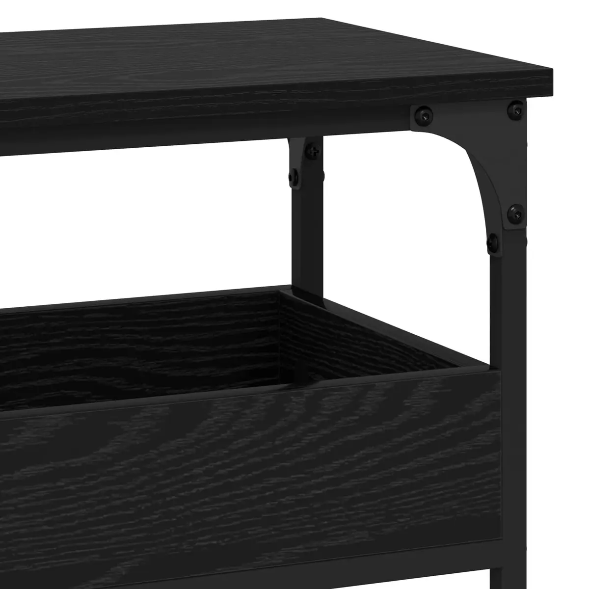 Console Table Engineered Wood Steel Frame 100 x 29 x 75 cm Black Oak