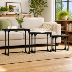 Versatile Black Industrial Nesting Coffee Tables Set of 3