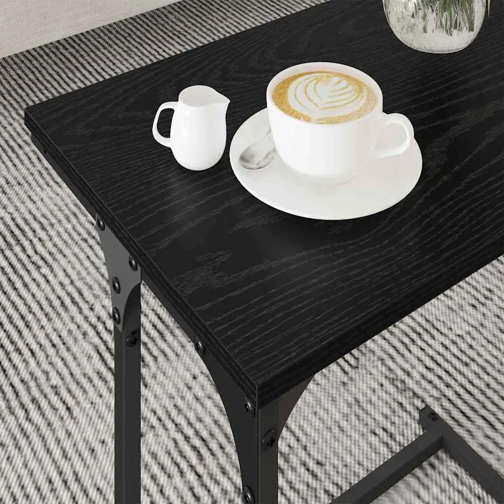 Nesting Coffee Table Engineered Wood Steel Frame 3 Piece Black Industrial Modern Living Room Accent Tables Set