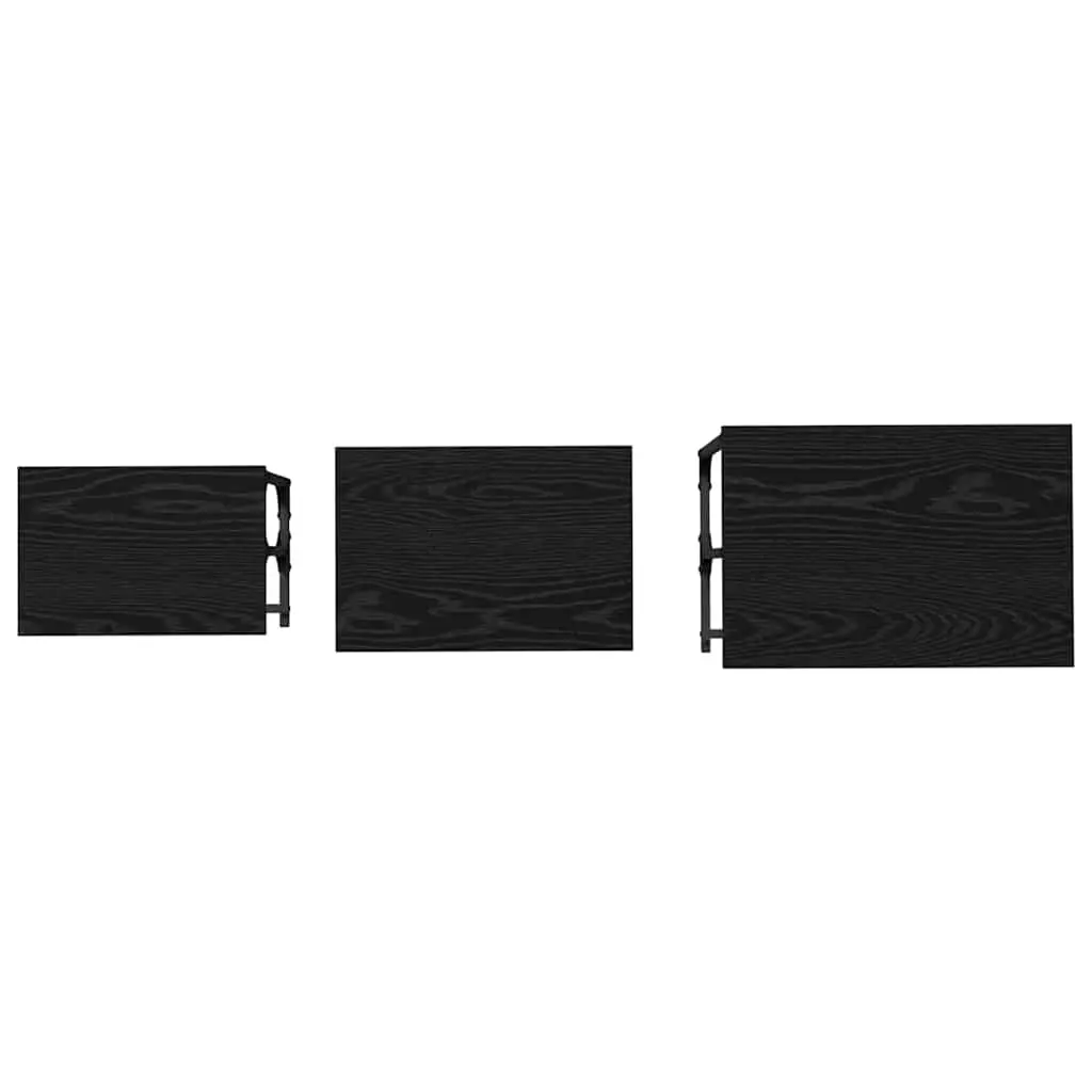 Nesting Coffee Table Engineered Wood Steel Frame 3 Piece Black Industrial Modern Living Room Accent Tables Set