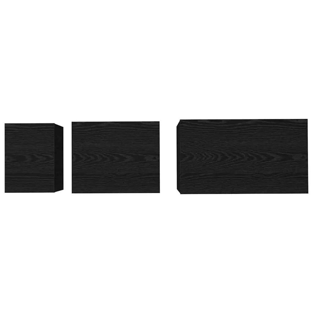 Nesting Coffee Table Set 3 Piece Black Oak Modern Living Room Accent Tables