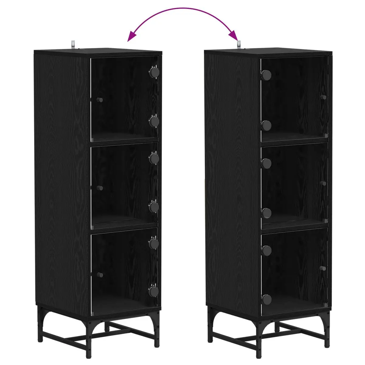 Black Sideboard Engineered Wood 35 x 37 x 117 cm Modern Storage Cabinet