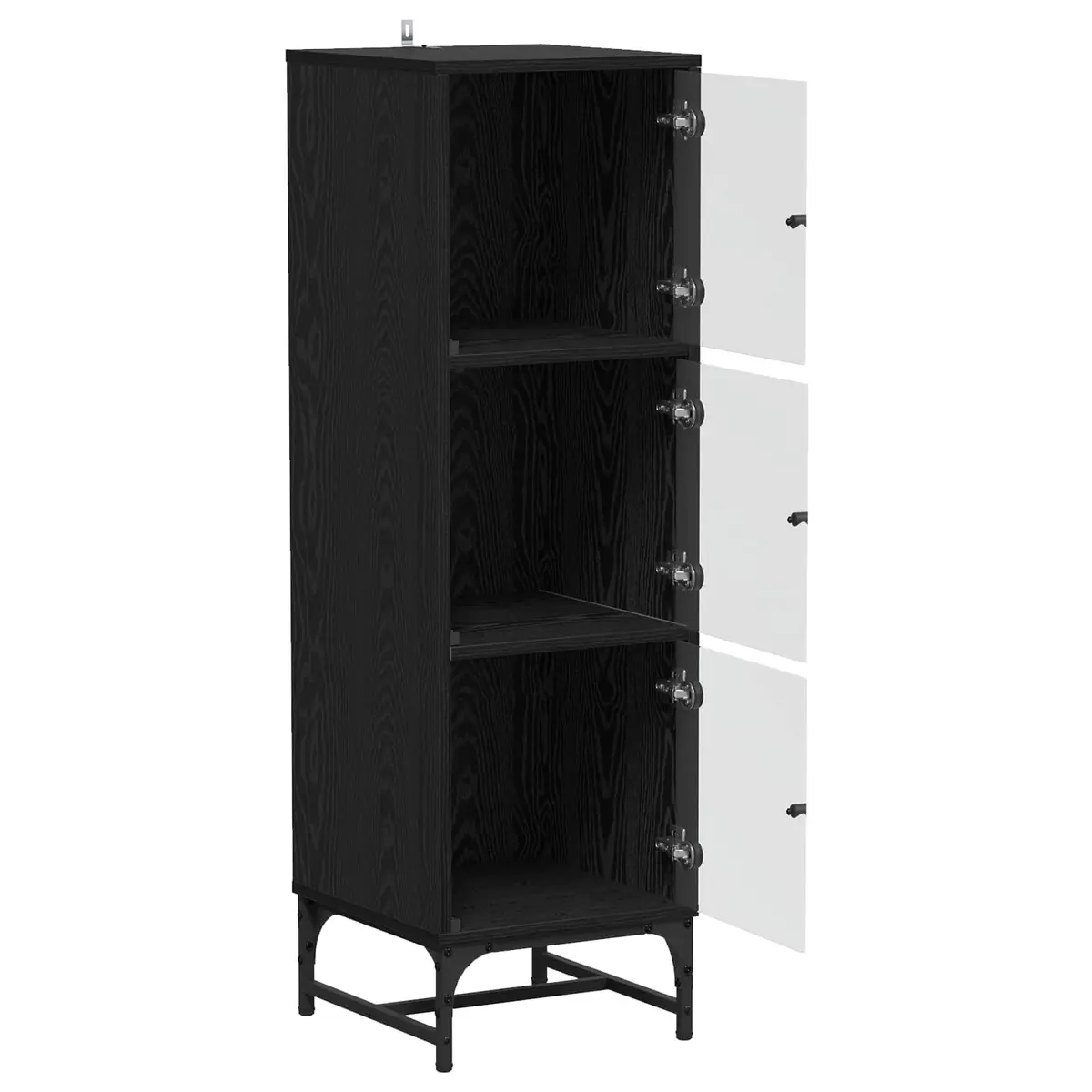 Black Sideboard Engineered Wood 35 x 37 x 117 cm Modern Storage Cabinet