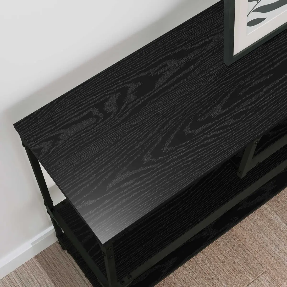 Console Table Engineered Wood Steel Frame 100 x 30 x 75 cm Black Industrial Style