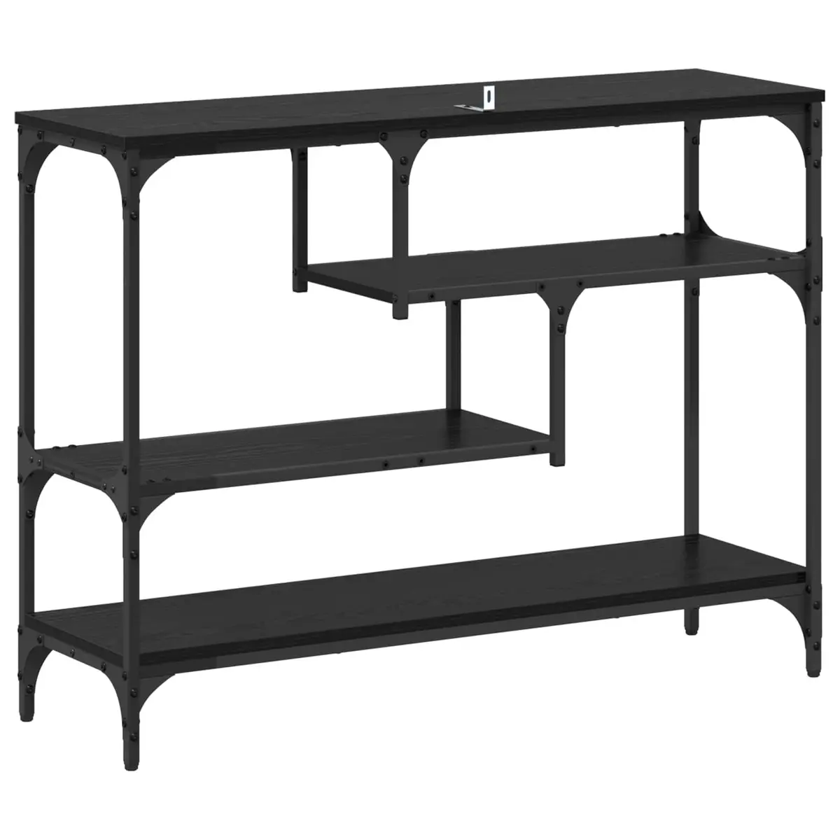 Console Table Engineered Wood Steel Frame 100 x 30 x 75 cm Black Industrial Style