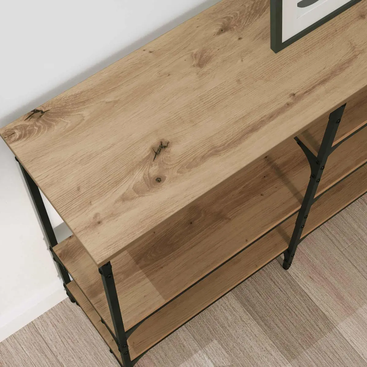 Console Table Steel Frame Engineered Wood 160 x 29 x 80 cm Brown