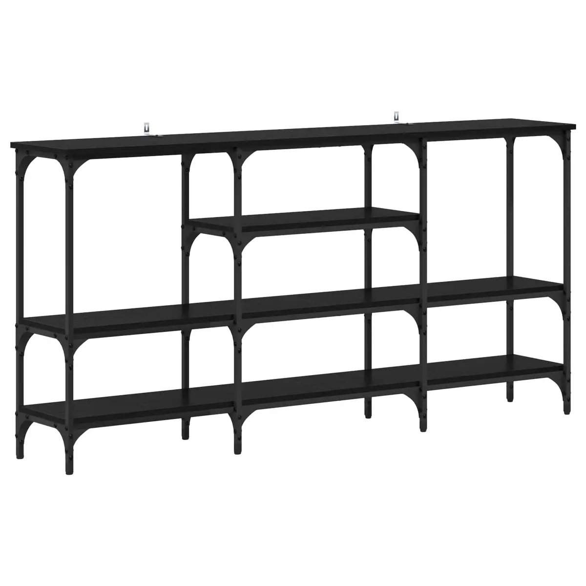 Console Table Black Oak Industrial Steel Frame Engineered Wood Hallway Entry