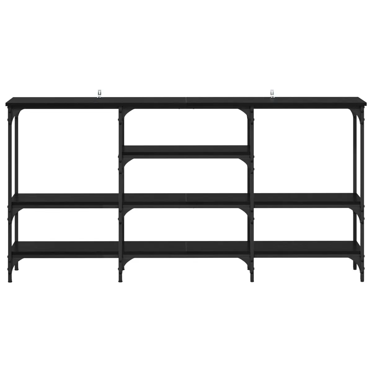 Console Table Black Oak Industrial Steel Frame Engineered Wood Hallway Entry