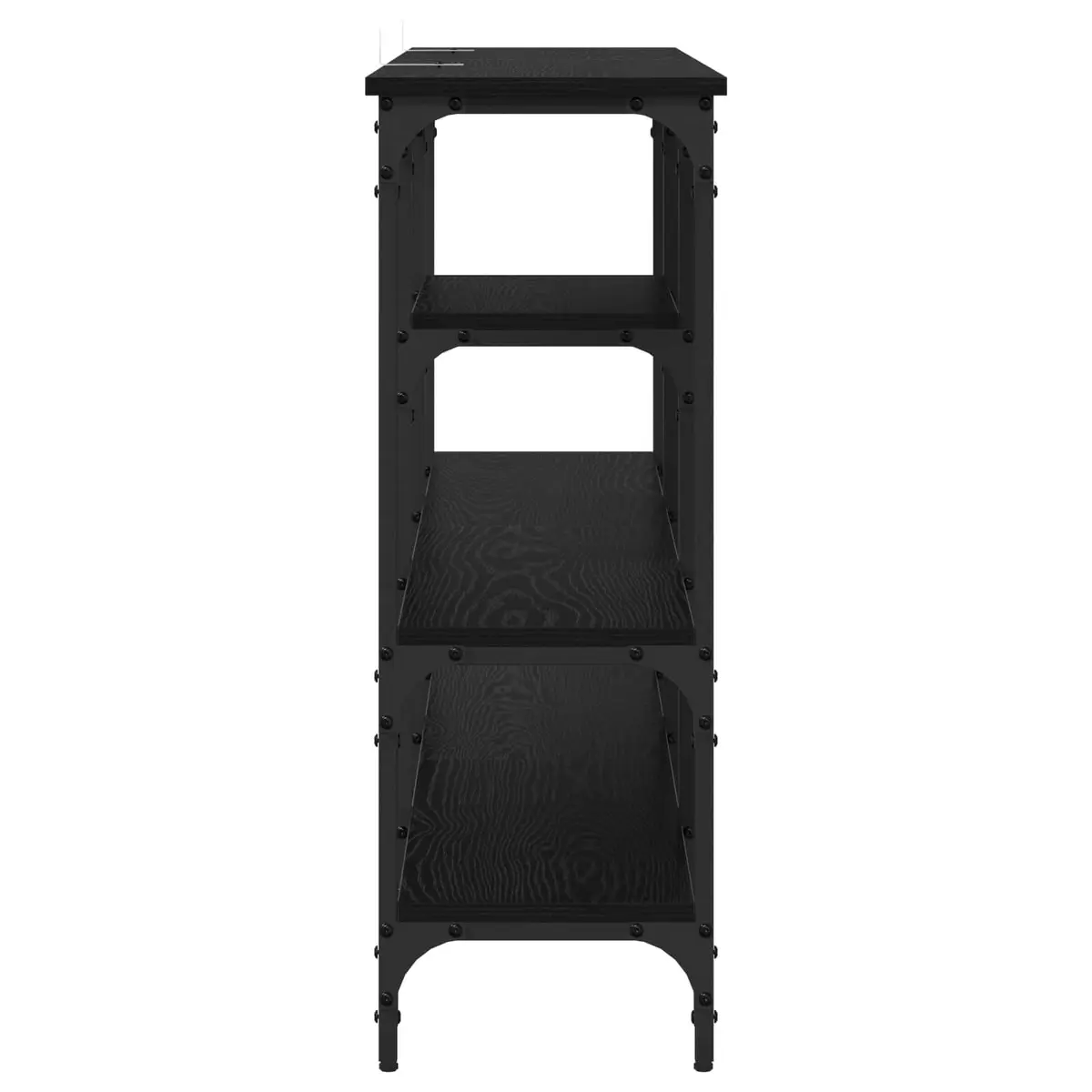 Console Table Black Oak Industrial Steel Frame Engineered Wood Hallway Entry