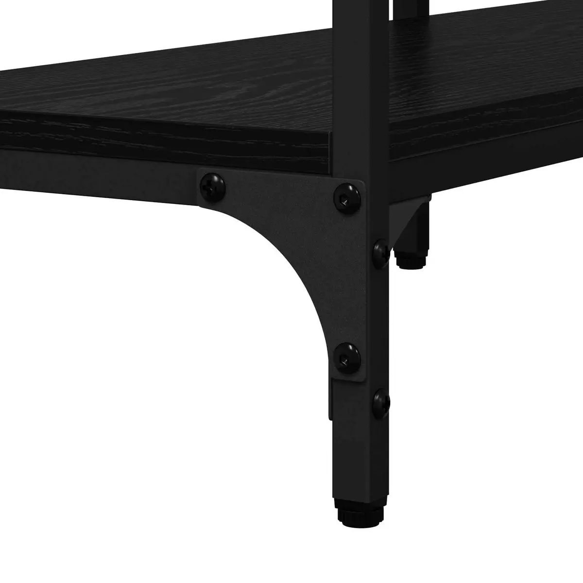 Console Table Black Oak Industrial Steel Frame Engineered Wood Hallway Entry