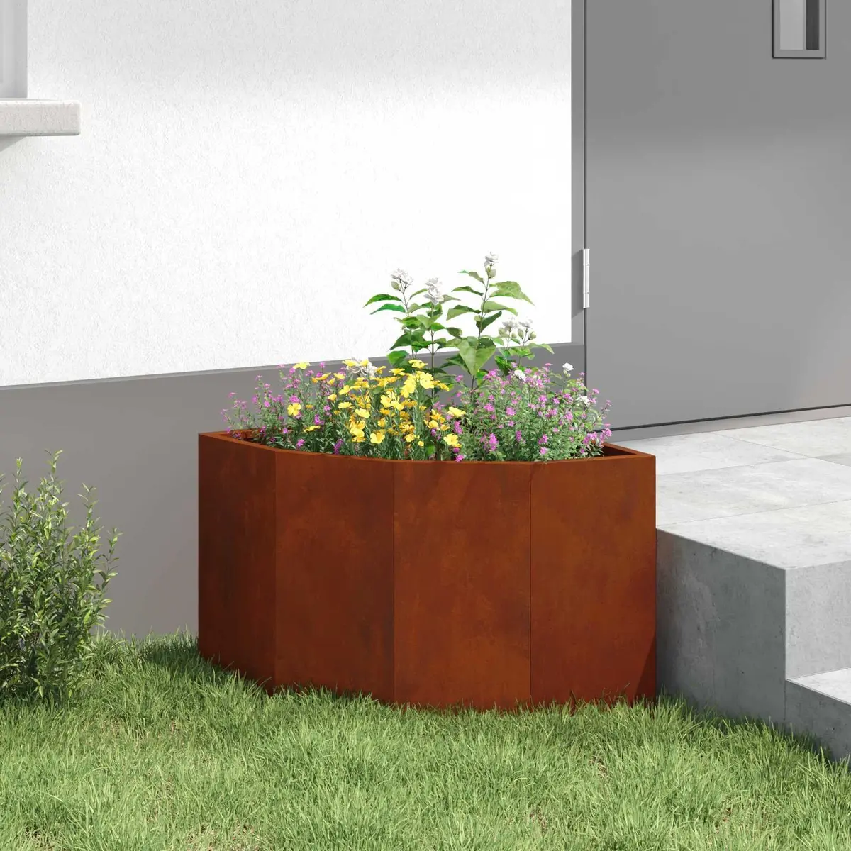 Corner Garden Planter Steel 45x45x35cm Outdoor Patio Space Saving Design