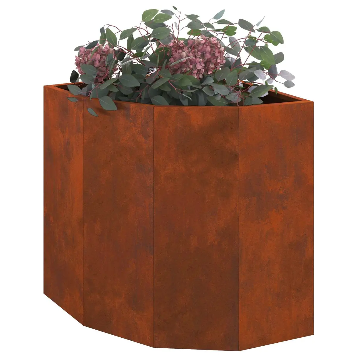 Corner Garden Planter Steel 45x45x50cm Brown Outdoor Patio Pots