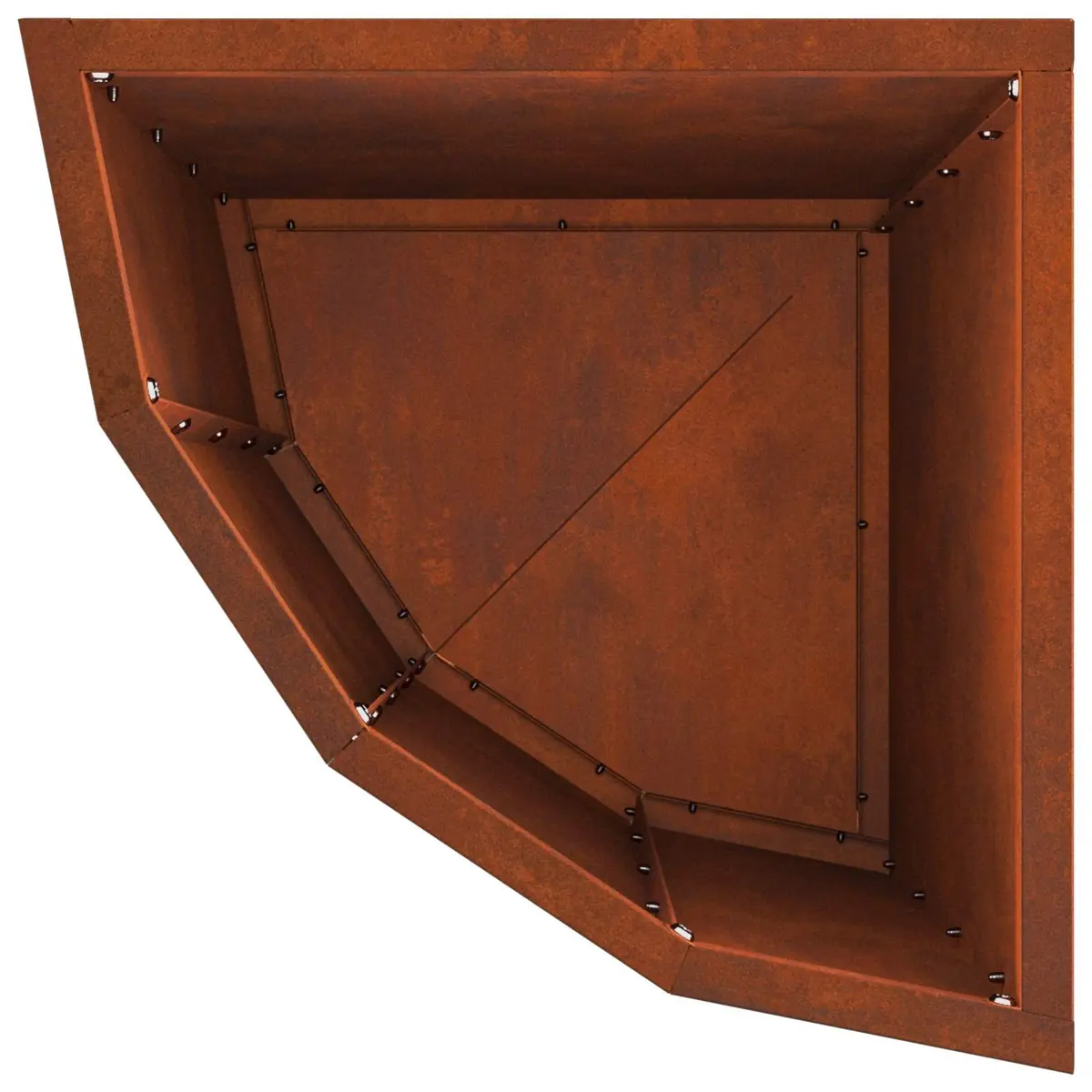 Corner Planter Steel 30x30x50cm Brown Outdoor Weathering Raised Planter