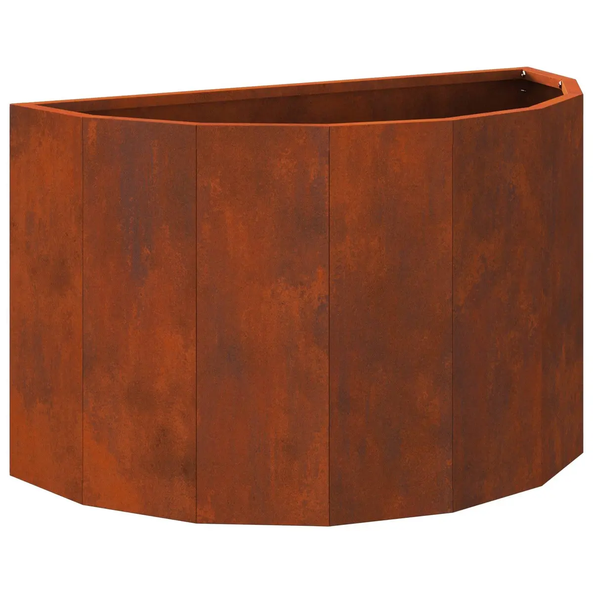 Half Round Garden Planter Weathering Steel 60x30x35cm Brown