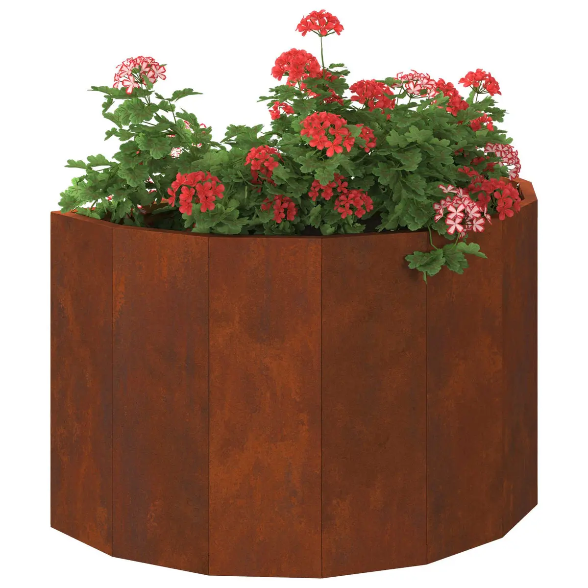 Half Round Garden Planter Weathering Steel 60x30x35cm Brown