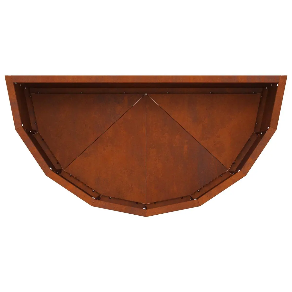Half Round Garden Planter Weathering Steel 60x30x35cm Brown