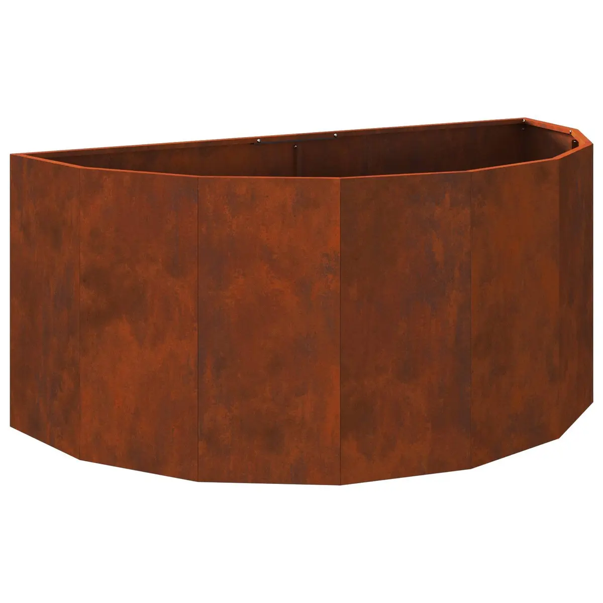 Half Round Garden Planter Steel 120x60x50cm Brown Outdoor