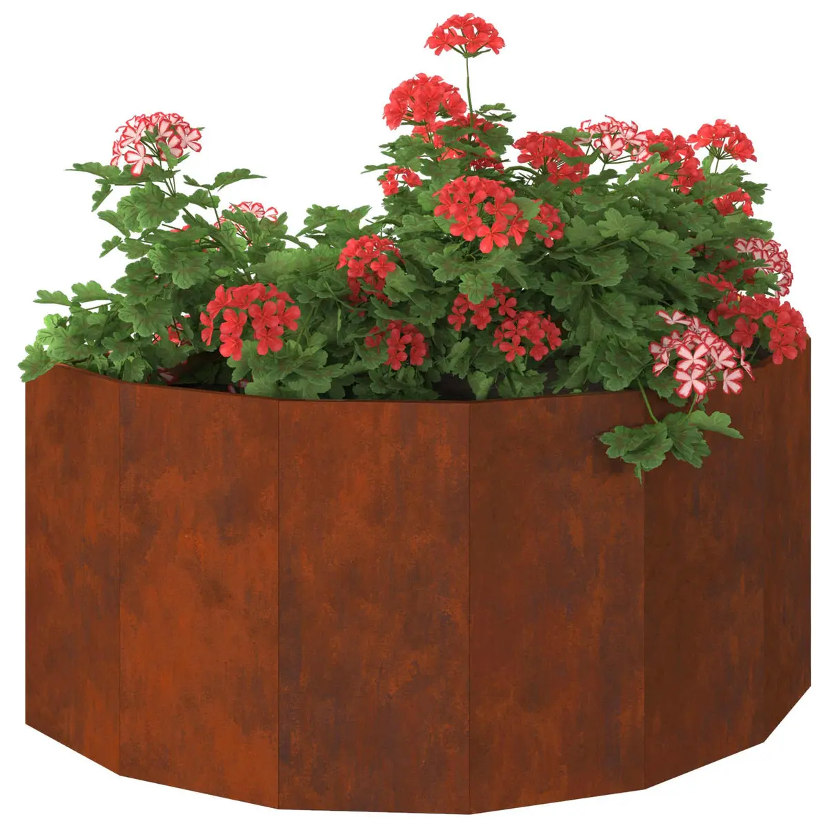 Half Round Garden Planter Steel 120x60x50cm Brown Outdoor