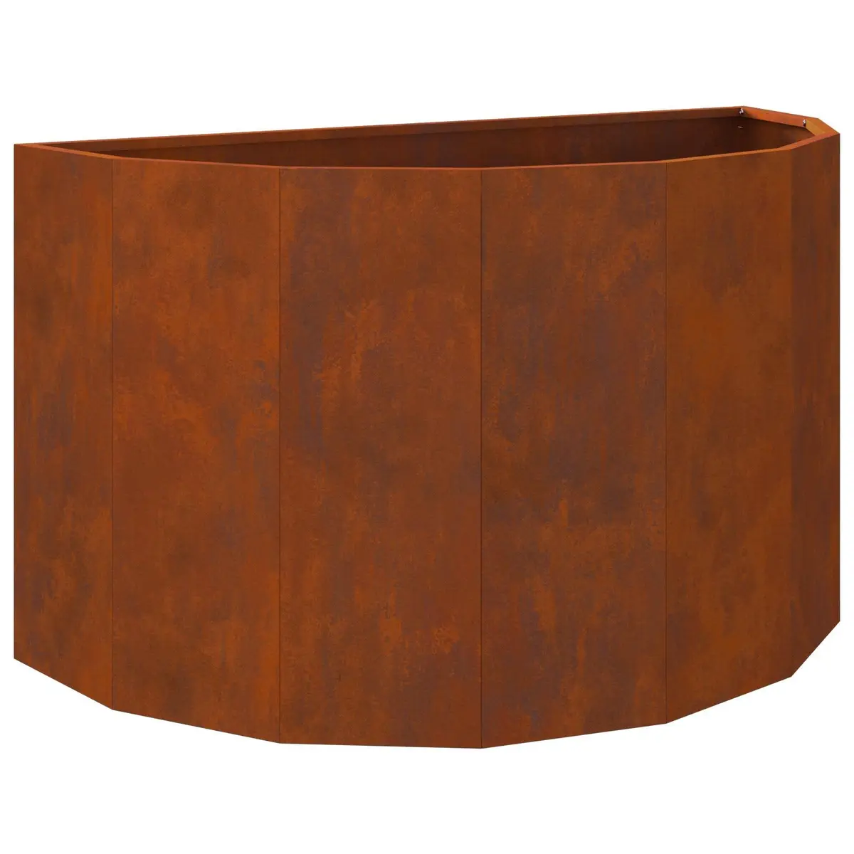 Half Round Garden Planter Weathering Steel 90x45x50cm Brown