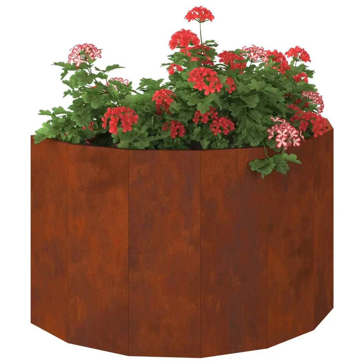 Half Round Garden Planter Weathering Steel 90x45x50cm Brown