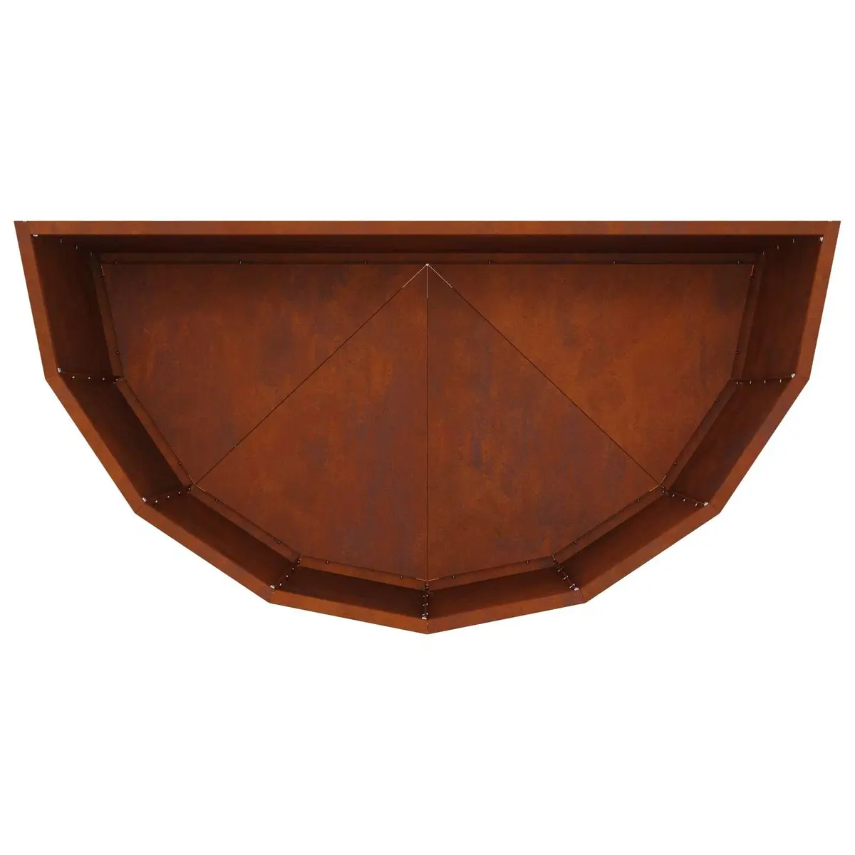 Half Round Garden Planter Weathering Steel 90x45x50cm Brown