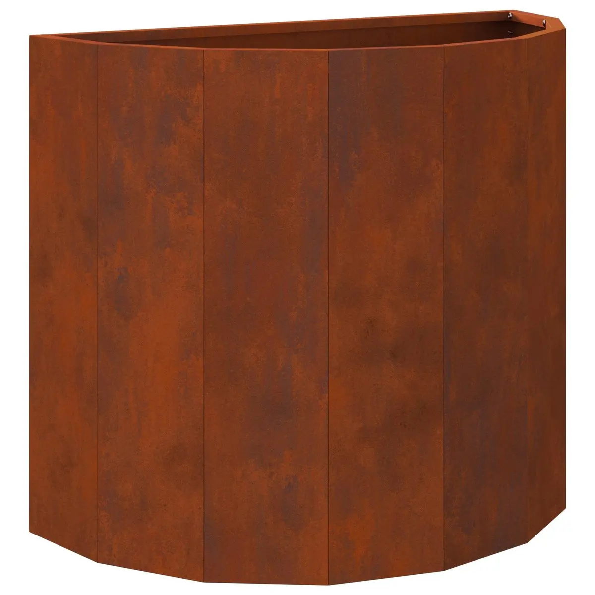 Half Round Garden Planter Weathering Steel 60x30x50cm Brown
