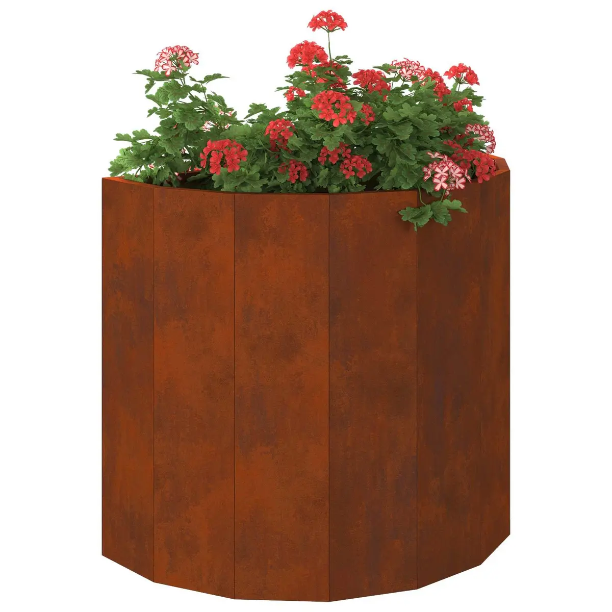 Half Round Garden Planter Weathering Steel 60x30x50cm Brown