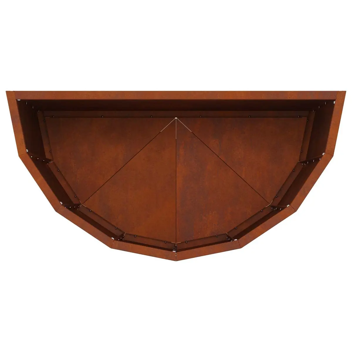 Half Round Garden Planter Weathering Steel 60x30x50cm Brown