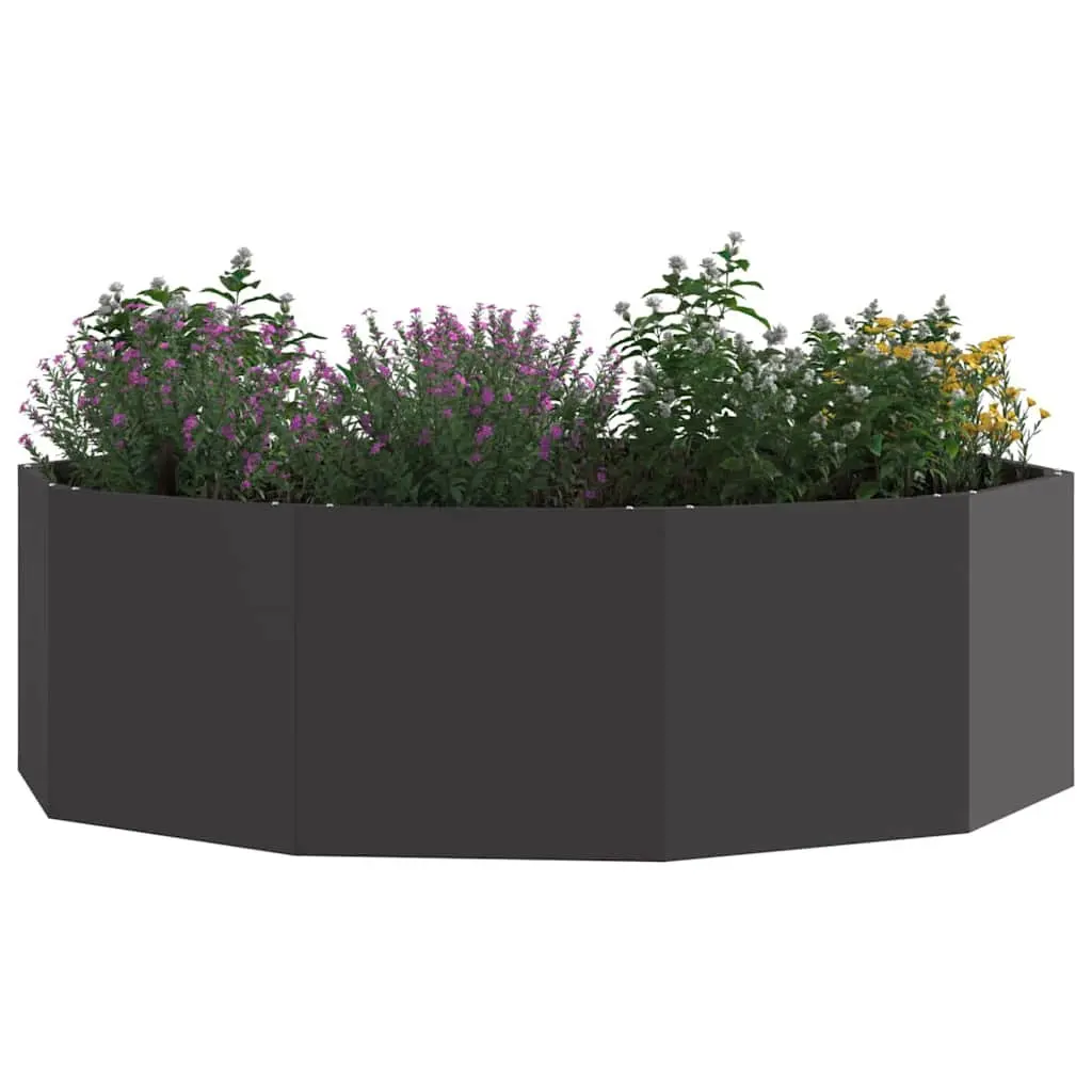 Round Steel Garden Planter Large Black 120x120x35cm