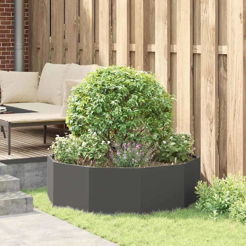 Round Steel Garden Planter Large Black 120x120x35cm