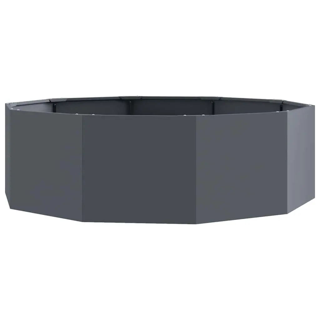 Steel Round Planter Anthracite 120x120x35cm Outdoor Garden Pot