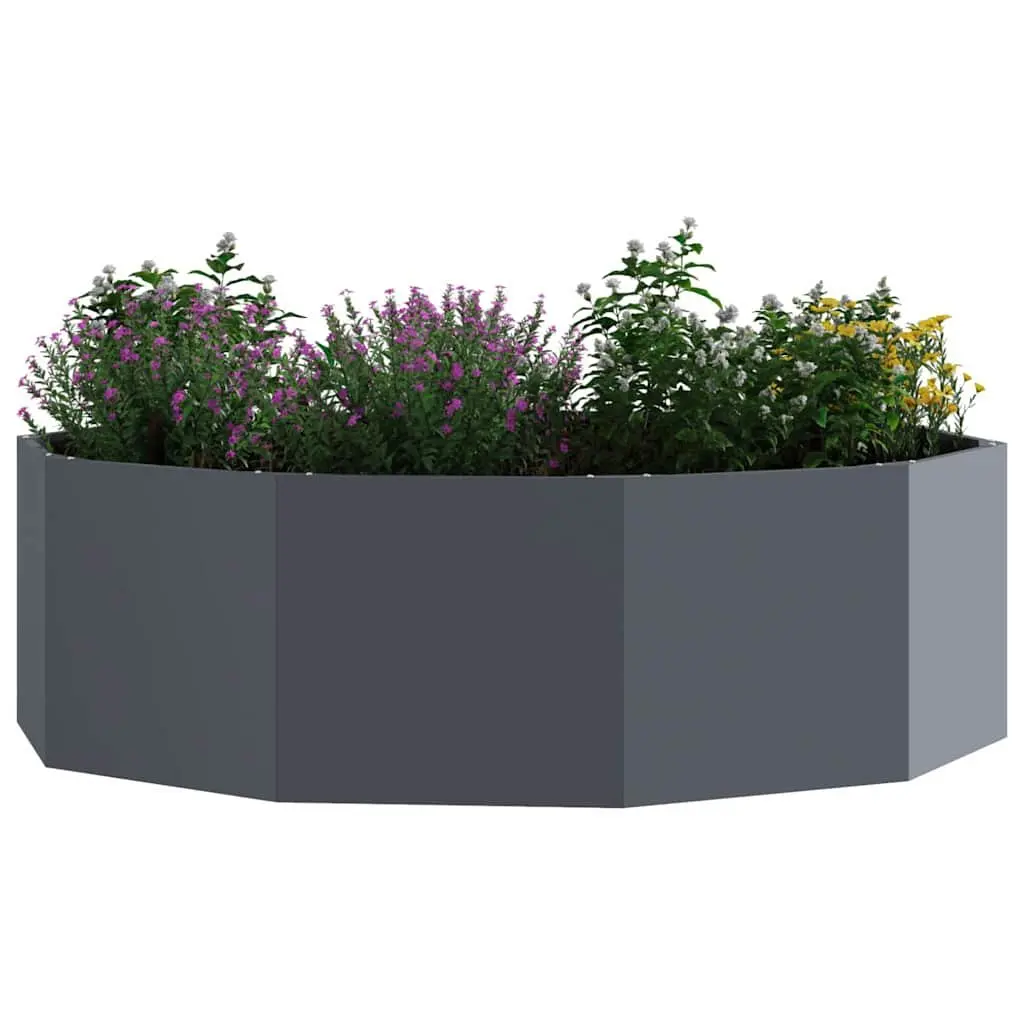 Steel Round Planter Anthracite 120x120x35cm Outdoor Garden Pot