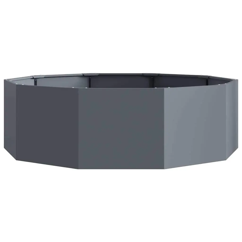 Steel Round Planter Anthracite 120x120x35cm Outdoor Garden Pot
