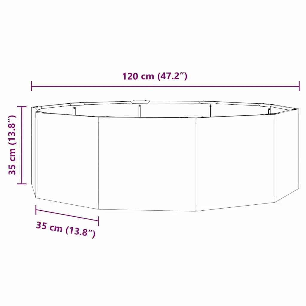 Steel Round Planter Anthracite 120x120x35cm Outdoor Garden Pot