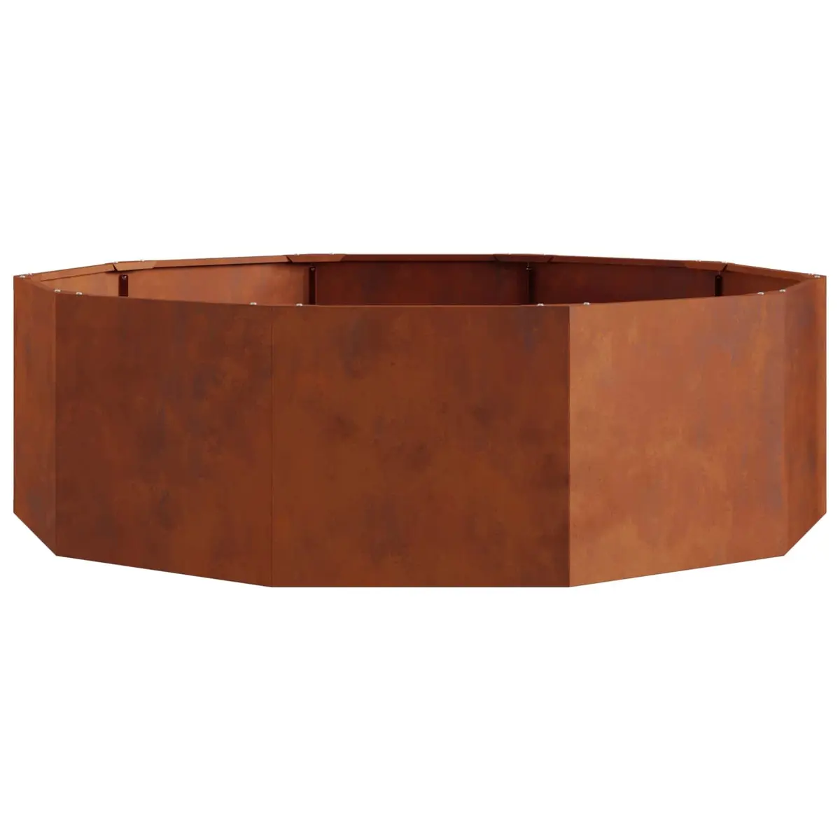 Round Steel Planter Outdoor 120cm x 120cm x 35cm Brown Garden Decor