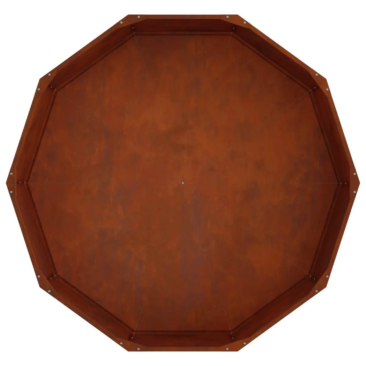 Round Steel Planter Outdoor 120cm x 120cm x 35cm Brown Garden Decor