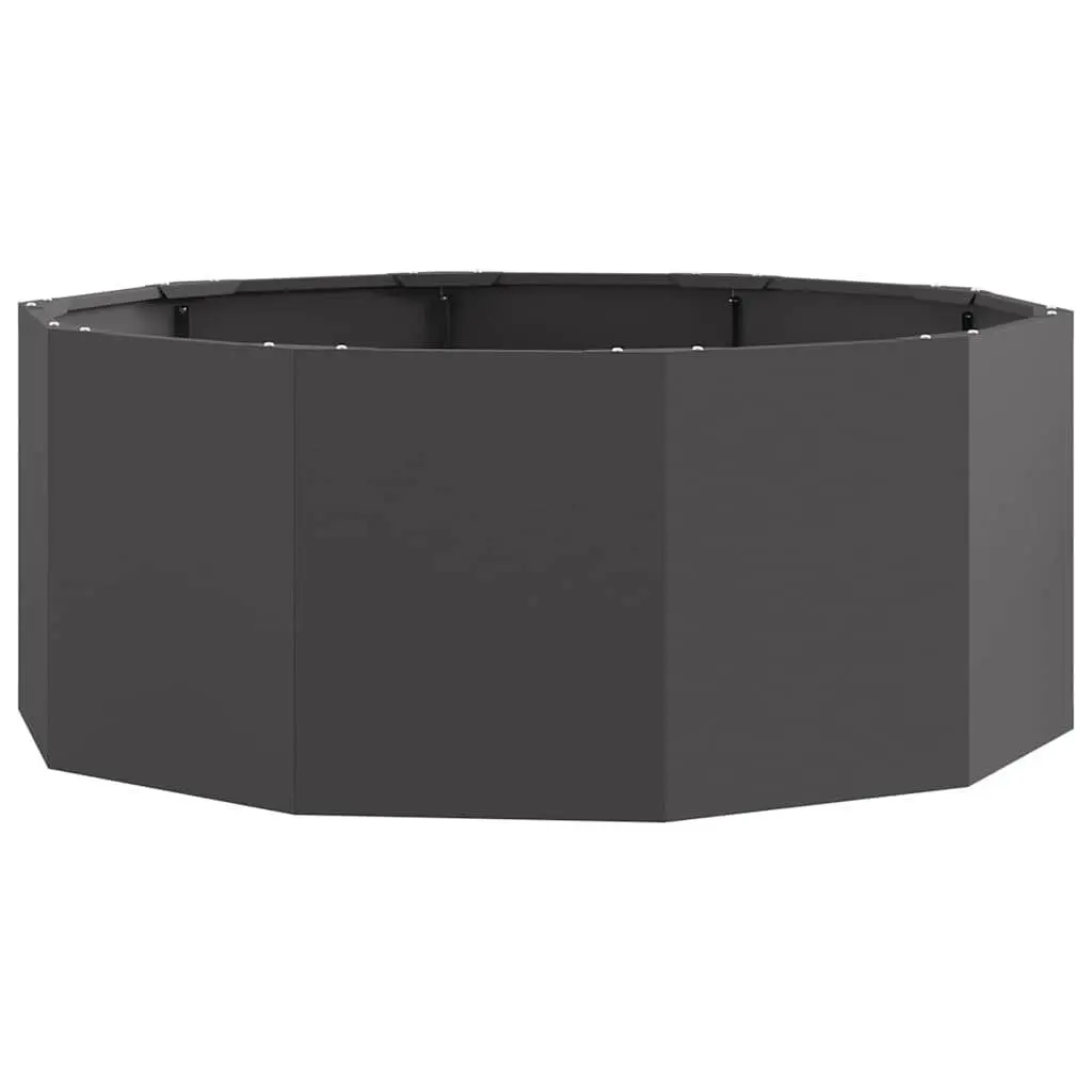 Round Steel Garden Planter 90 x 90 x 35 cm Black Outdoor Patio Container