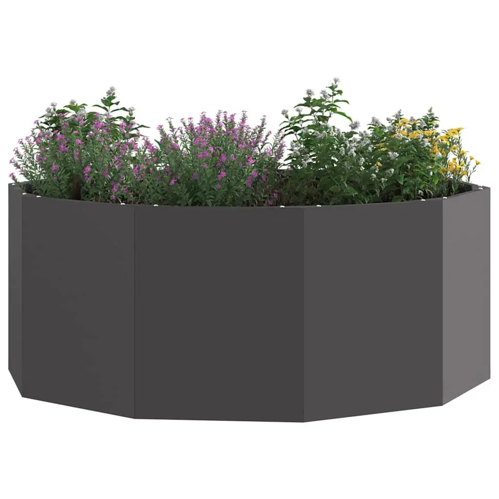 Round Steel Garden Planter 90 x 90 x 35 cm Black Outdoor Patio Container