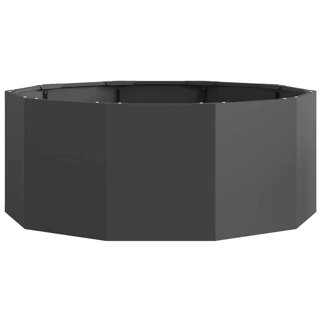 Round Steel Garden Planter 90 x 90 x 35 cm Black Outdoor Patio Container