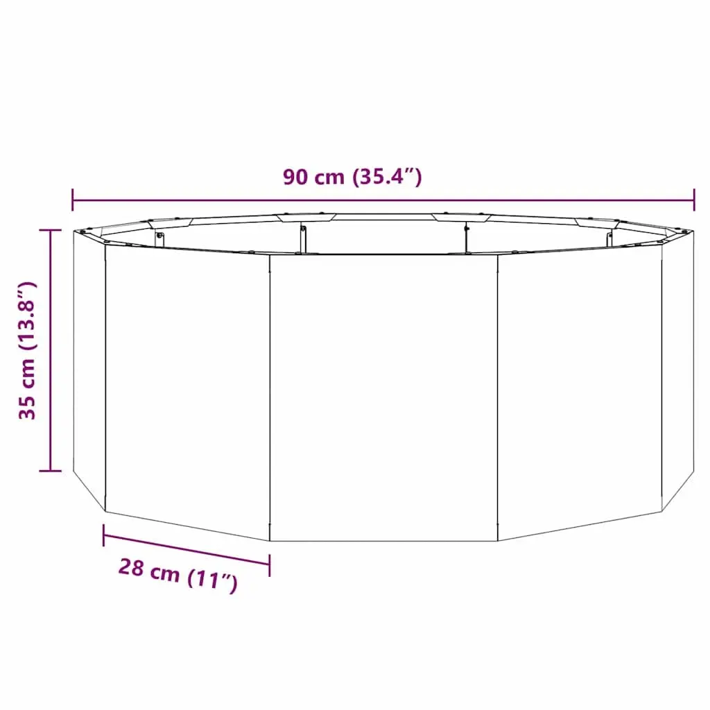 Round Steel Garden Planter 90 x 90 x 35 cm Black Outdoor Patio Container