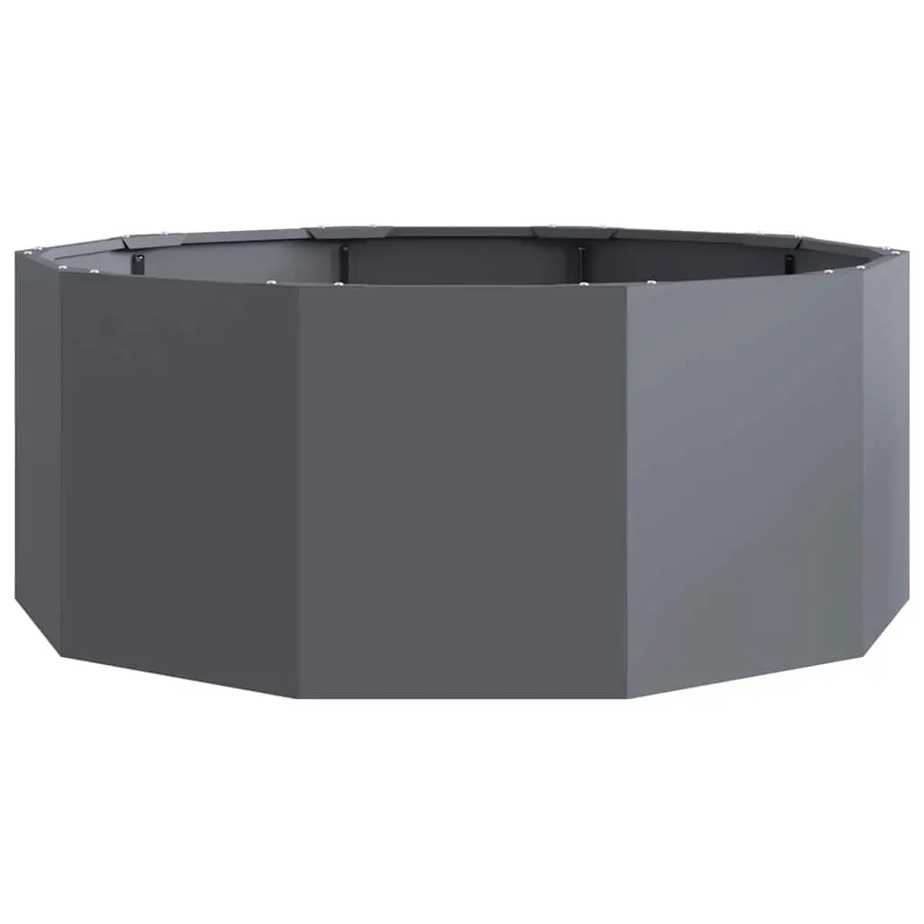 Round Planter Steel Anthracite 90x90x35cm Outdoor Container for Garden Patio or Balcony