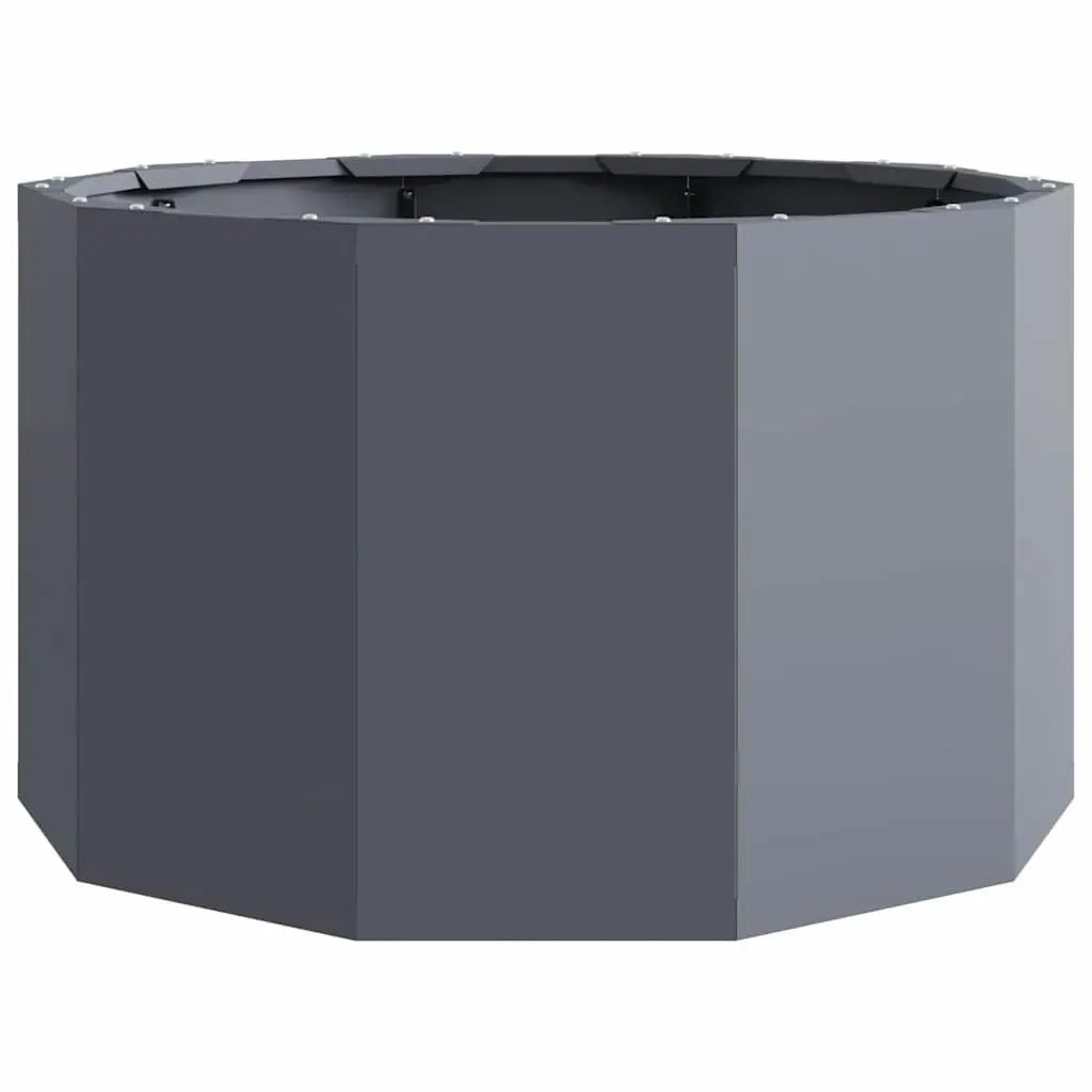 Round Anthracite Steel Planter Outdoor Pot 60x60x35cm for Garden and Patio