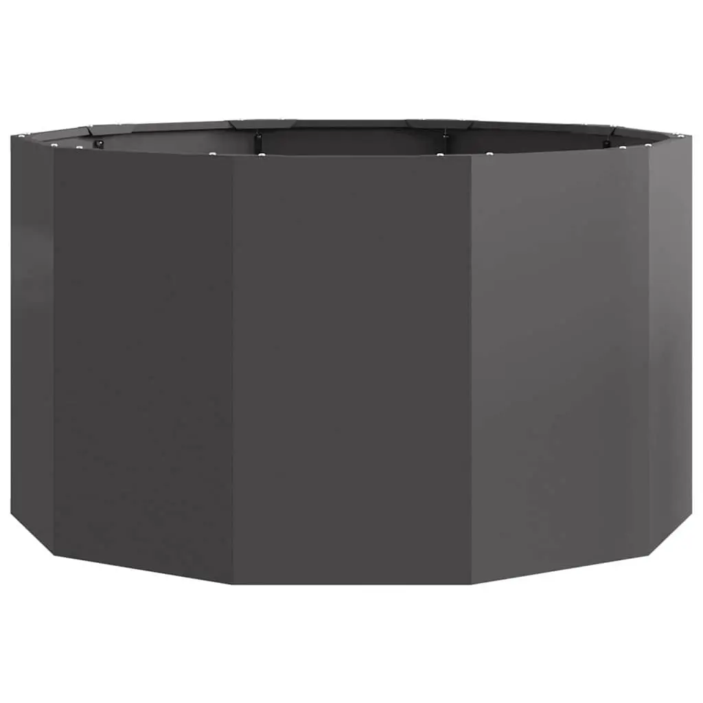 Round Steel Garden Planter 90x90x50cm Black Outdoor Patio Pot Container