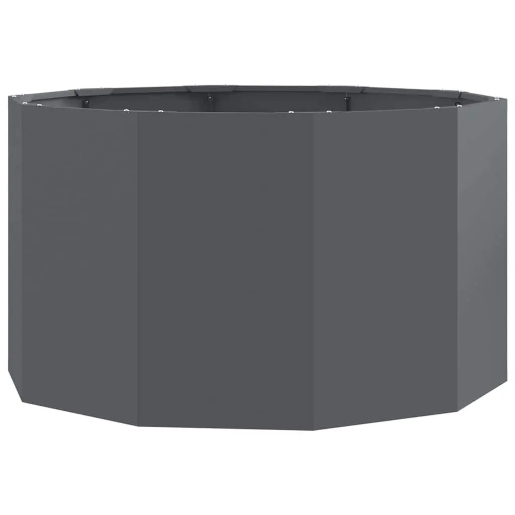 Round Steel Garden Planter Anthracite 90x90x50cm Outdoor Patio Pot Container