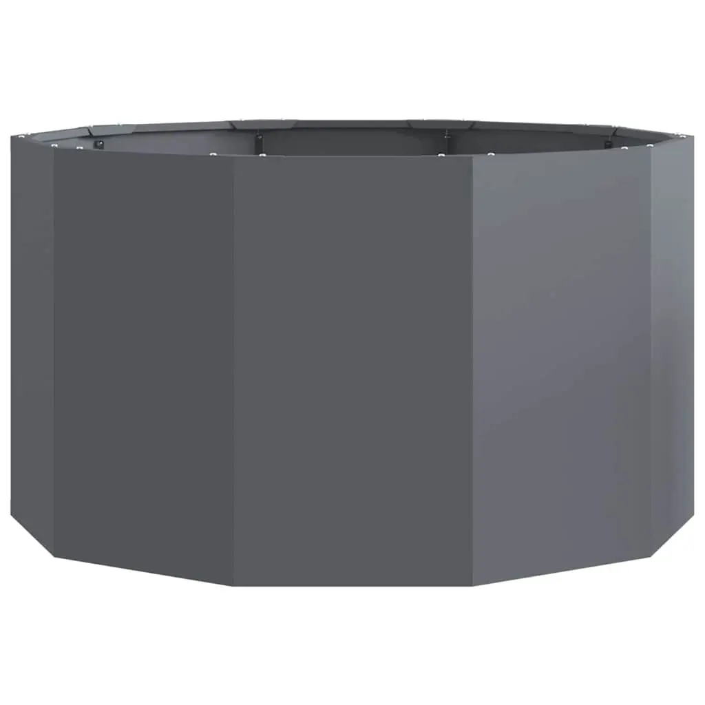 Round Steel Garden Planter Anthracite 90x90x50cm Outdoor Patio Pot Container