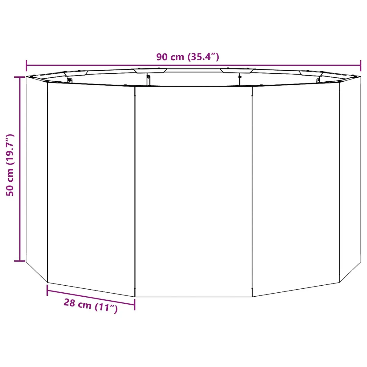 Round Steel Garden Planter 90 x 90 x 50 cm Outdoor Rust Brown