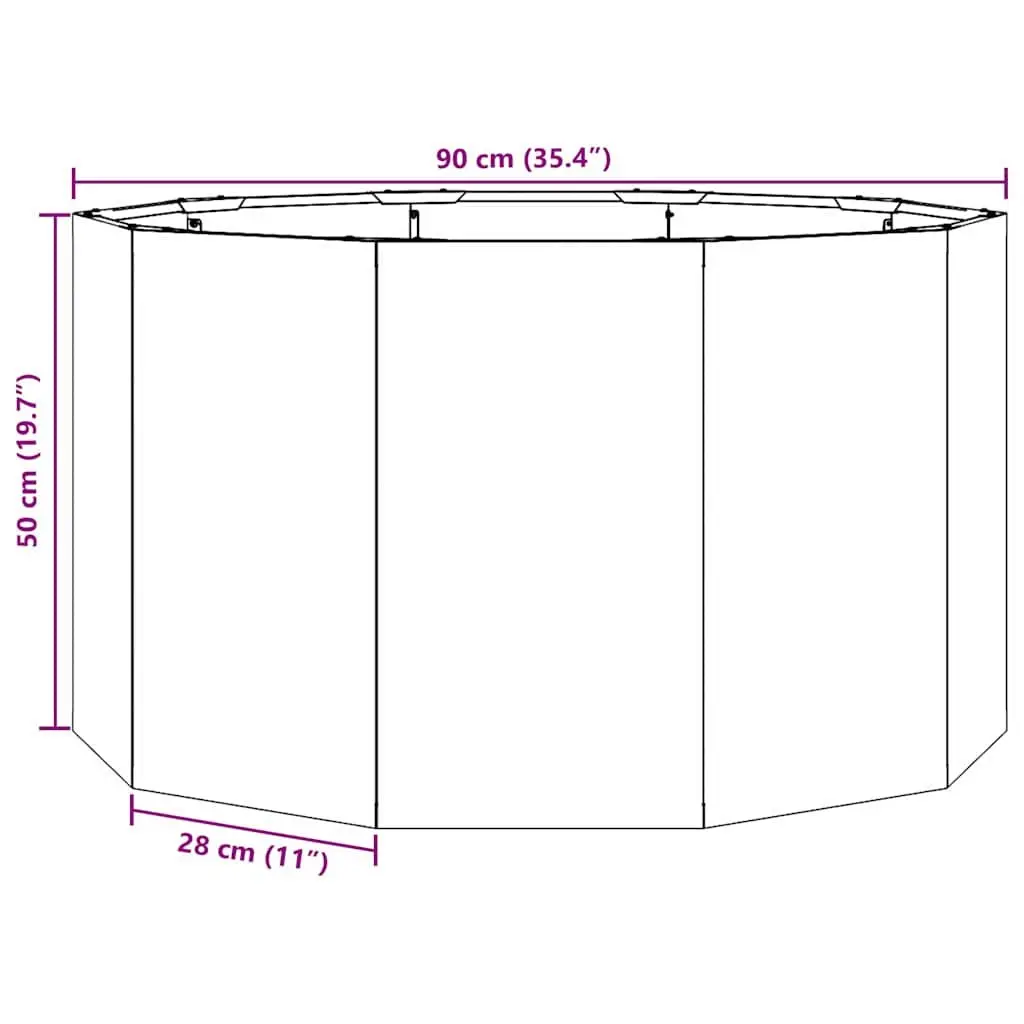 Round Steel Garden Planter 90 x 90 x 50 cm Outdoor Rust Brown