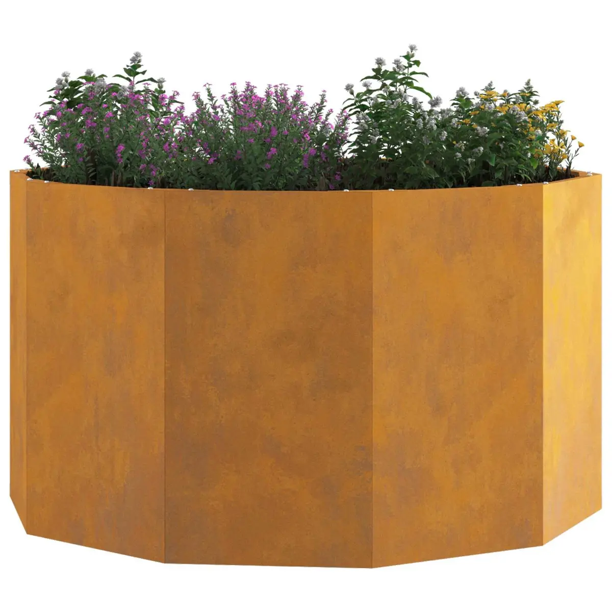 Round Steel Garden Planter 90 x 90 x 50 cm Outdoor Rust Brown